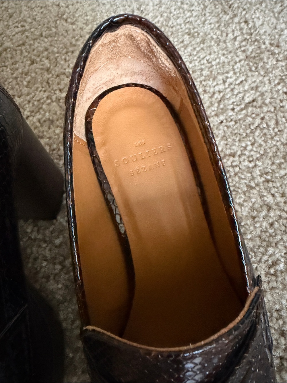 Sézane Brown Snakeskin-Effect Loafers - Picture 8 of 8